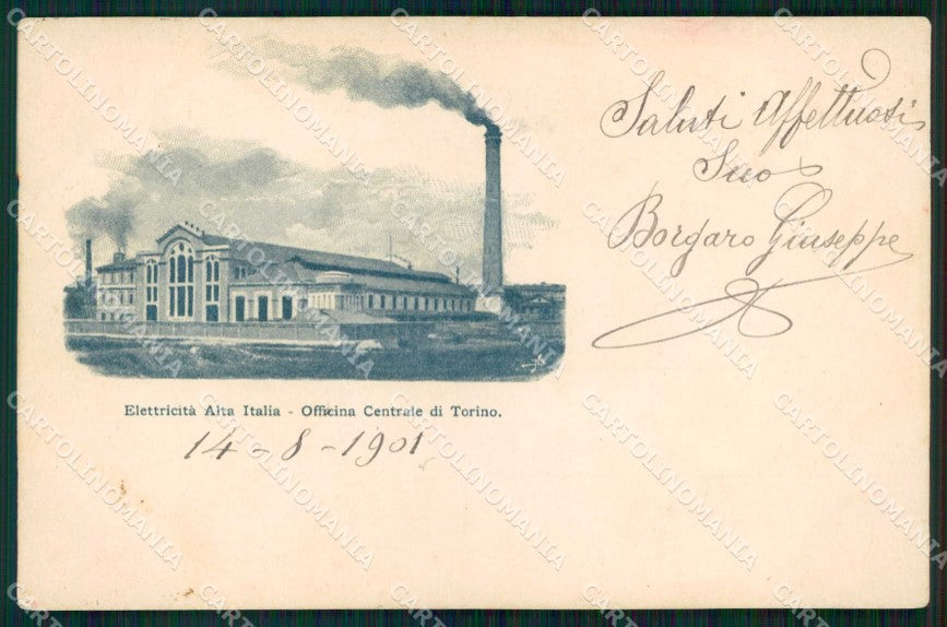 Torino Città Elettricità Alta Italia Officina Centrale cartolina MZ6960 – fronte
