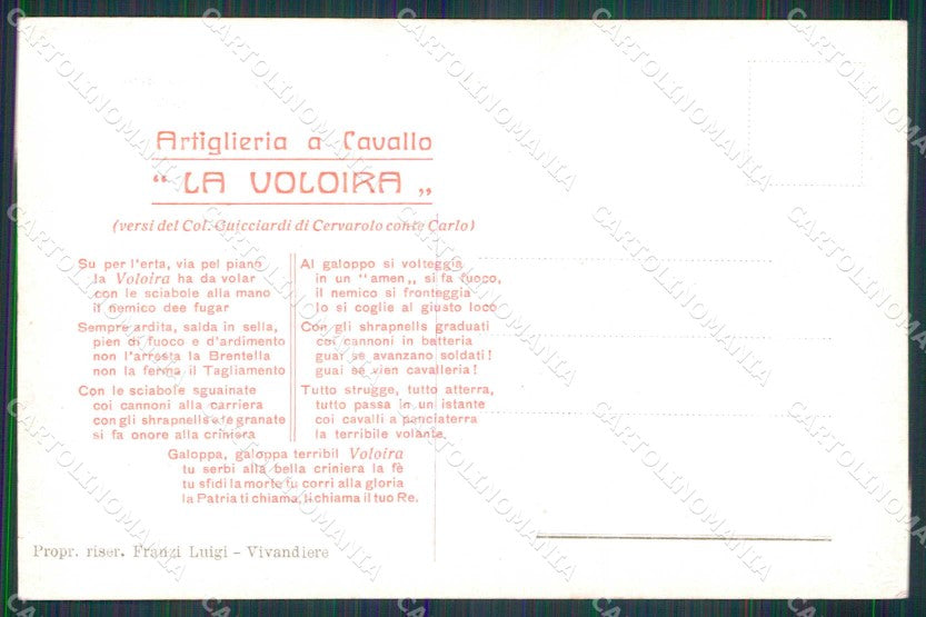 Milano Città Voloira Artiglieria a Cavallo Inno Militari Foto cartolina MZ7017 – retro