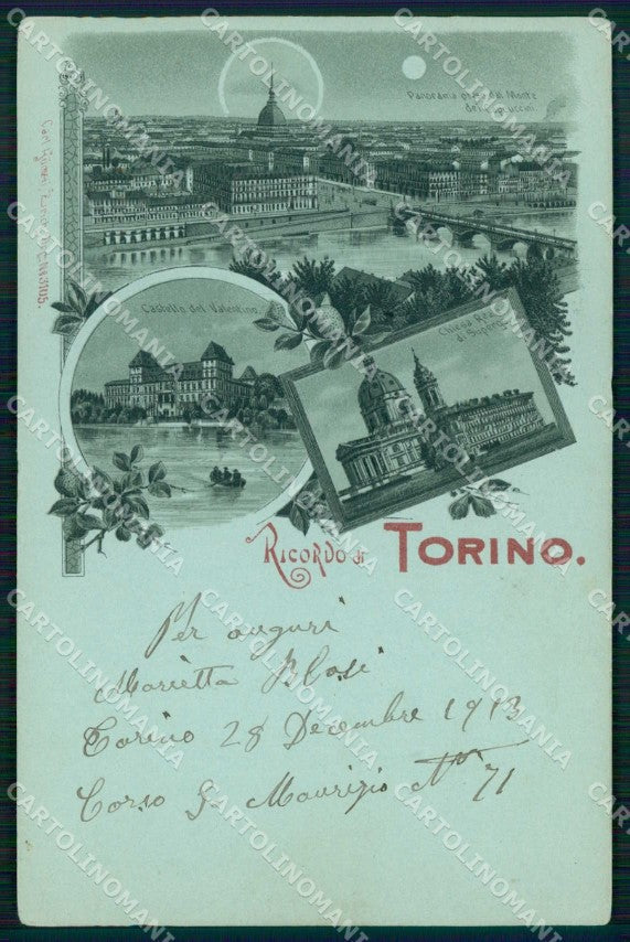 Torino Città Gruss Chiaro di Luna Kunzli 3105 PIEGHINA cartolina MZ7028 – fronte