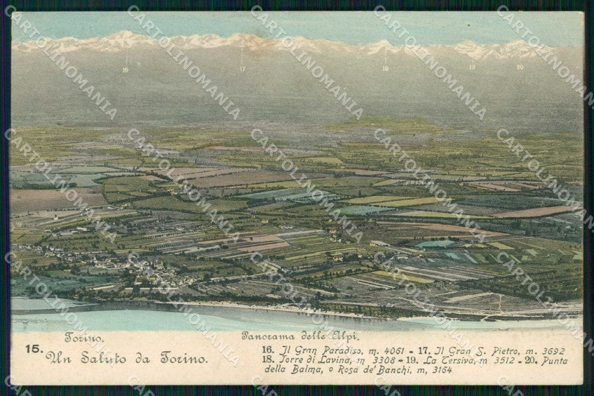 Torino Città Saluto da Panorama Alpi cartolina MZ7054 – fronte
