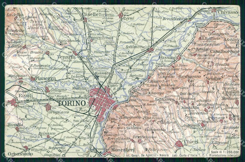 Torino Città Cartina Geografica cartolina MZ7057 – fronte