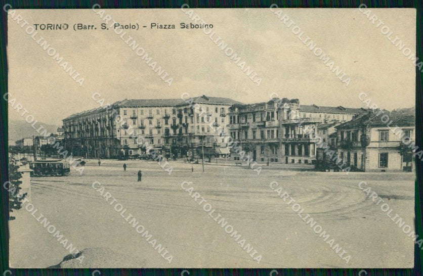 Torino Città Barriera San Paolo Piazza Sabotino Tram PIEGA cartolina MZ7082 – fronte