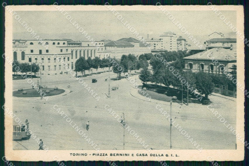 Torino Città Piazza Bernini Tram Fascismo Casa della G I L cartolina MZ7117 – fronte