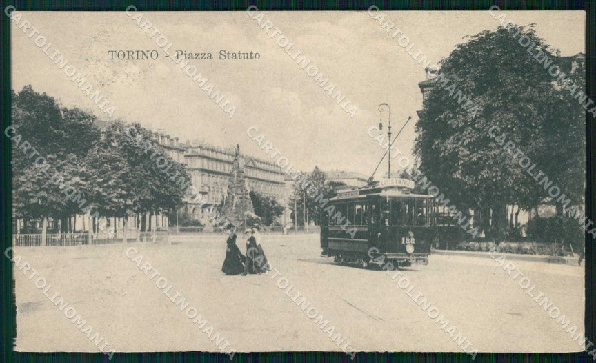 Torino Città Piazza Statuto Tram RIFILATA cartolina MZ7174 – fronte