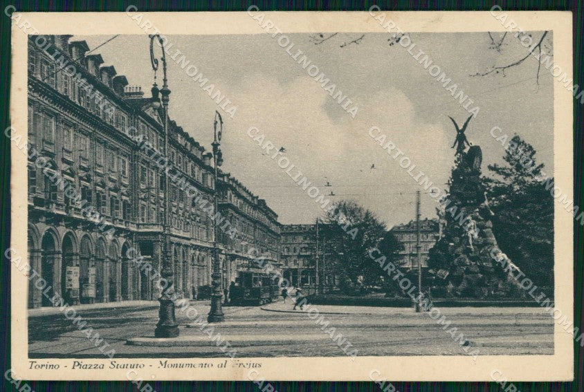 Torino Città Piazza Statuto Monumento Frejus Tram cartolina MZ7179 – fronte