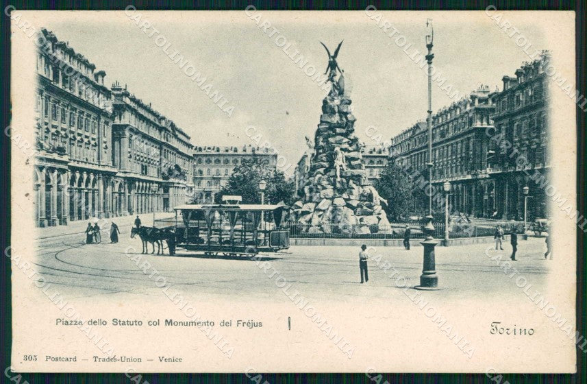 Torino Città Piazza Statuto Monumento Frejus Tramway cartolina MZ7185 – fronte