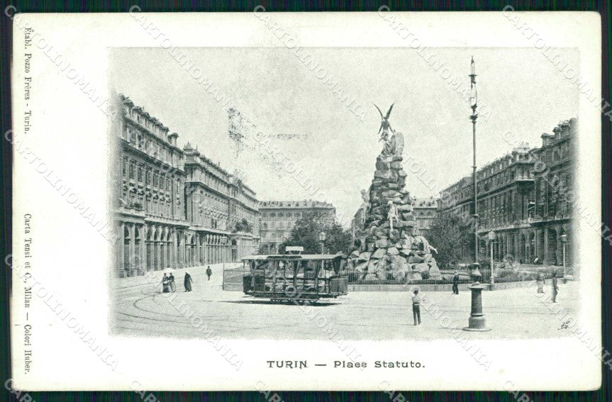 Torino Città Piazza Statuto Monumento Frejus Tramway cartolina MZ7186 – fronte