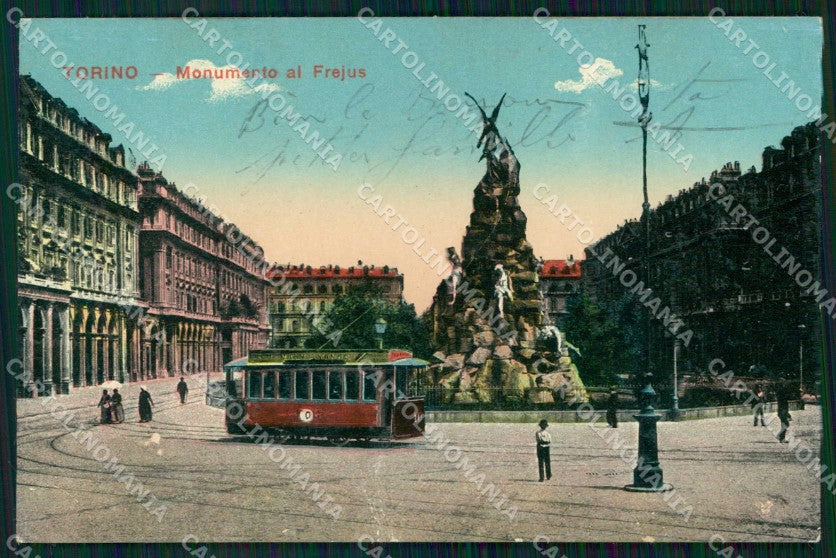Torino Città Piazza Statuto Monumento Frejus Tram cartolina MZ7187 – fronte