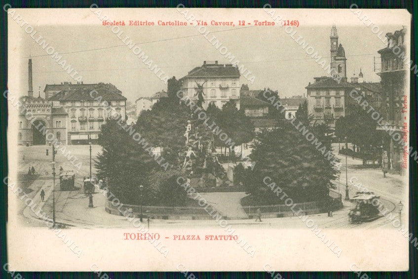 Torino Città Piazza Statuto Monumento Frejus Tram cartolina MZ7191 – fronte
