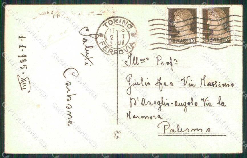 Torino Città Piazza Statuto Monumento Frejus Stazione Rivoli cartolina MZ7194 – retro