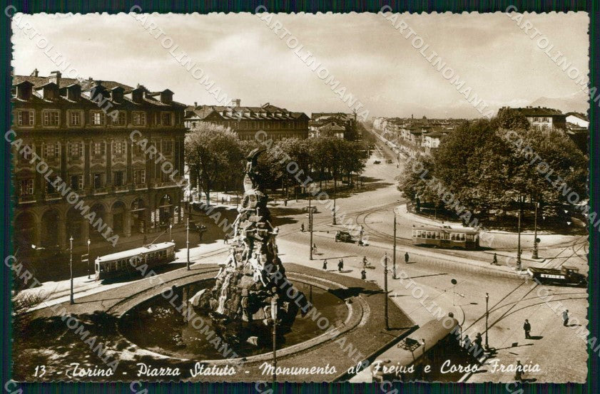 Torino Città Monumento del Frejus Piazza Statuto Tram Foto cartolina MZ7205 – fronte