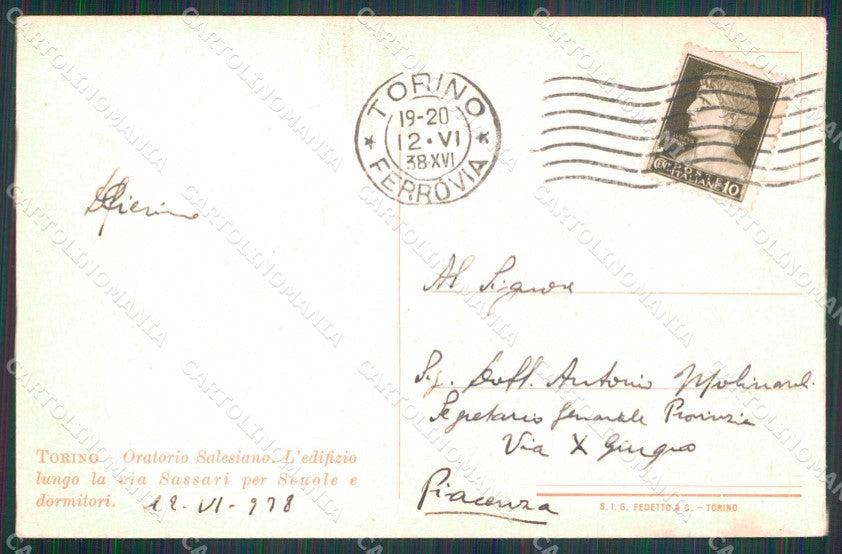 Torino Città Oratorio Salesiano Porticato cartolina MZ7211 – retro