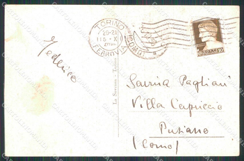 Torino Città Palazzo Municipale Tram cartolina MZ7238 – retro