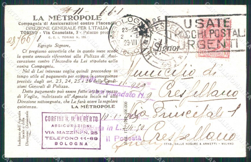 Torino Città Via Consolata Palazzo Monumento d'Arte cartolina MZ7270 – retro