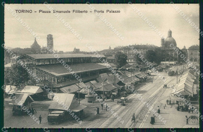 Torino Città Piazza Emanuele Filiberto Tram Mercato cartolina MZ7296 – fronte
