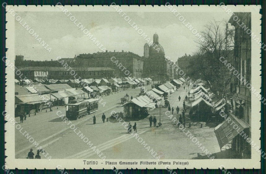 Torino Città Piazza Emanuele Filiberto Tram Mercato cartolina MZ7298 – fronte