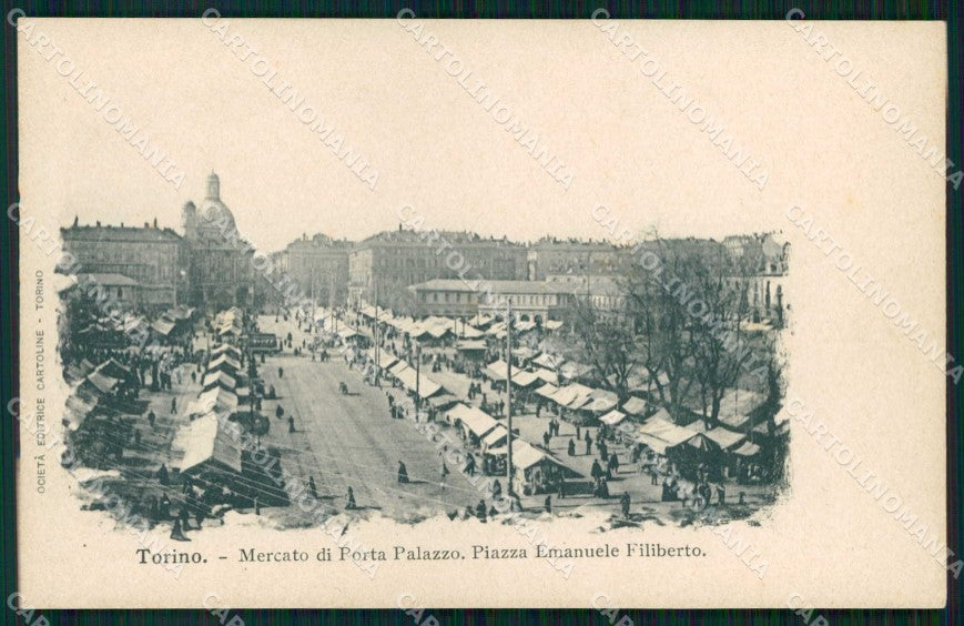 Torino Città Piazza Emanuele Filiberto Tram Mercato cartolina MZ7299 – fronte