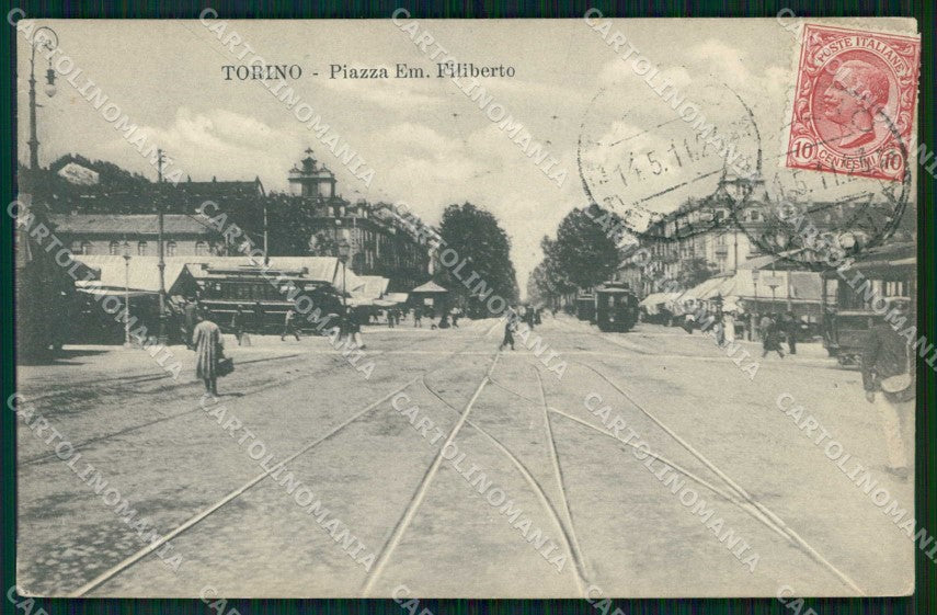 Torino Città Piazza Emanuele Filiberto Tram cartolina MZ7303 – fronte