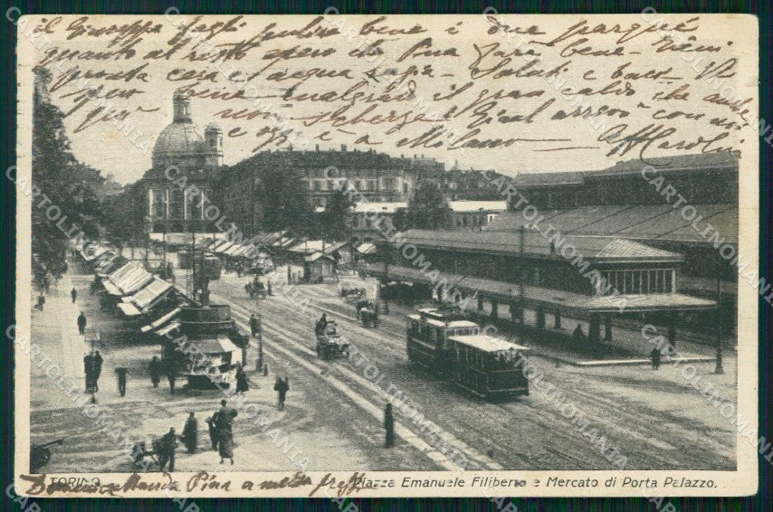 Torino Città Porta Palazzo Tram Mercato Piazza Eman Filiberto cartolina MZ7309 – fronte