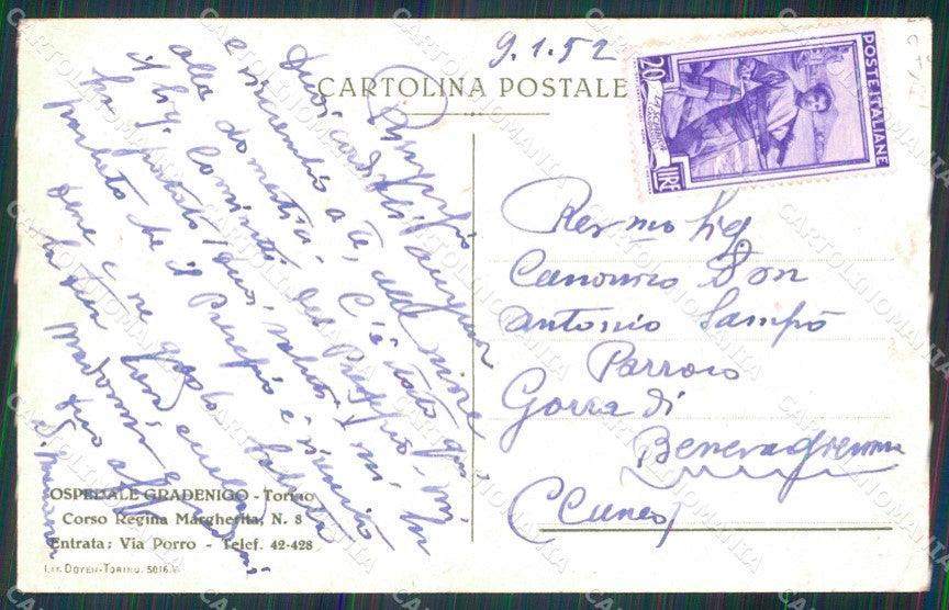 Torino Città Ospedale Gradenigo Corso Regina Margherita Foto cartolina MZ7336 – retro