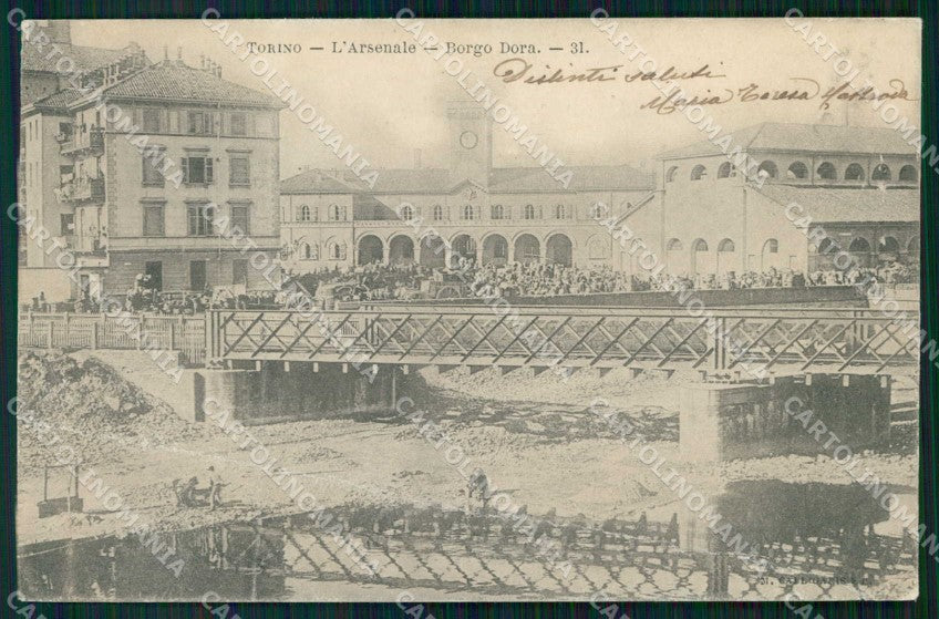 Torino Città Borgo Dora Arsenale Calligaris PIEGATA cartolina MZ7367 – fronte