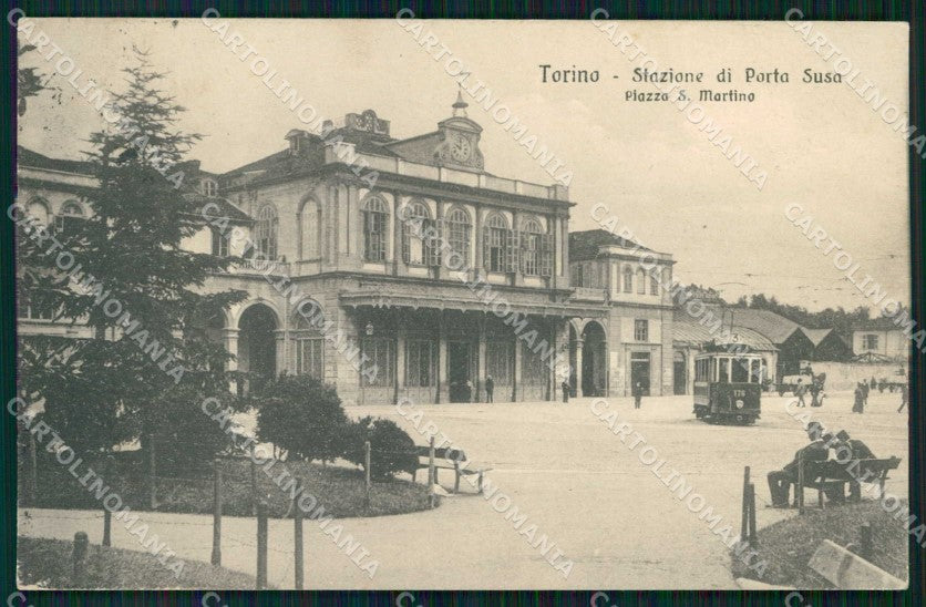 Torino Città Stazione Porta Susa Tram Piazza San Martino cartolina MZ7401 – fronte