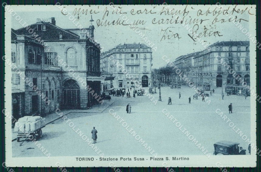 Torino Città Stazione Porta Susa Tram Piazza San Martino cartolina MZ7409 – fronte