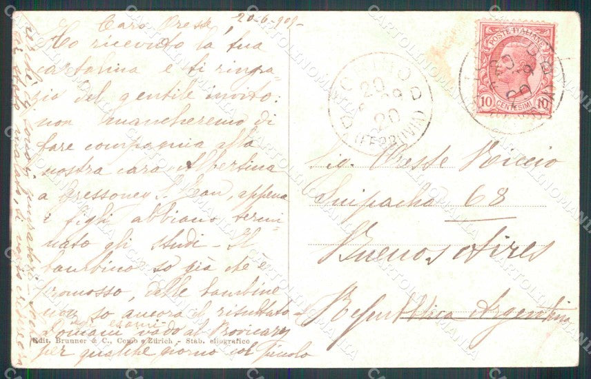 Torino Città Chiesa San Tommaso Brunner 4634 SCOLLATA cartolina MZ7543 – retro