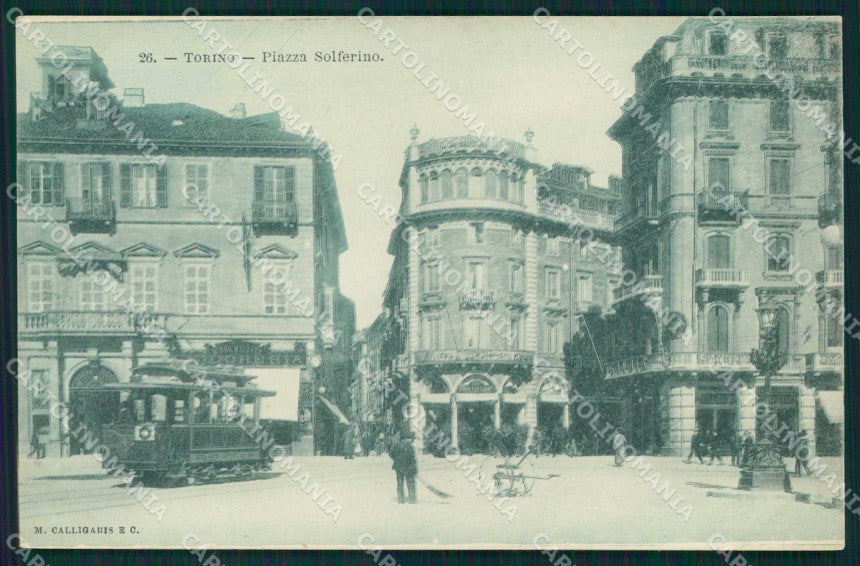 Torino Città Piazza Solferino Tram Calligaris cartolina MZ7596 – fronte