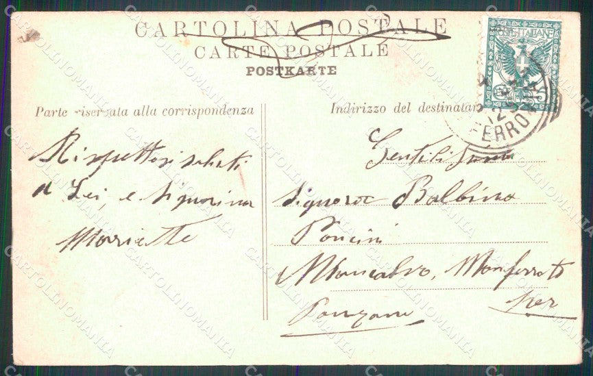 Torino Città Piazza Solferino Tram cartolina MZ7597 – retro