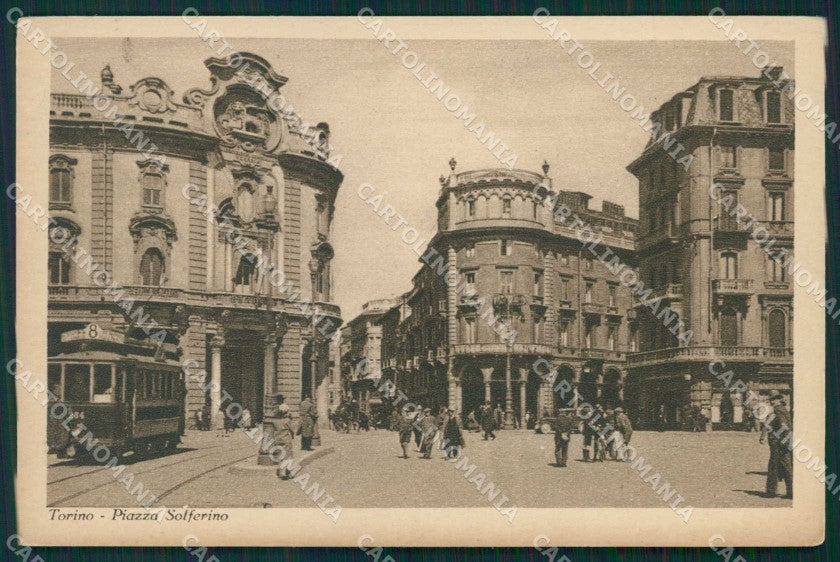 Torino Città Piazza Solferino Tram cartolina MZ7614 – fronte