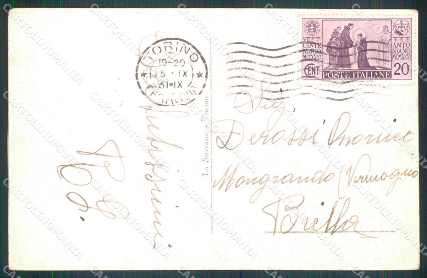 Torino Città Piazza Solferino Fontana Angelica cartolina MZ7624 – retro