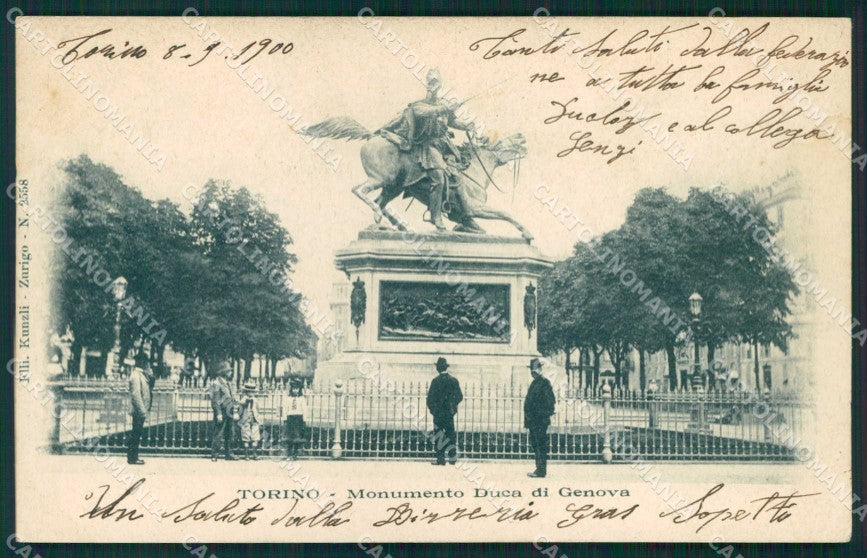 Torino Città Monumento Duca di Genova Kunzli 2558 cartolina MZ7636 – fronte