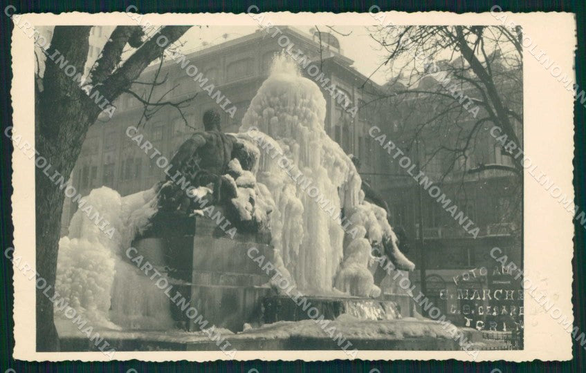 Torino Città Fontana Angelica Ghiacciata Foto cartolina MZ7660 – fronte