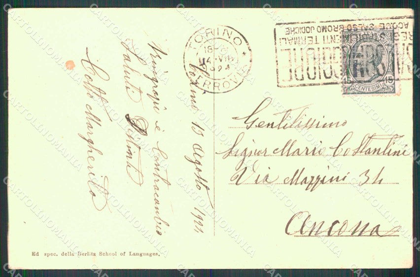 Torino Città Via Roma Tram Berlitz School of Languages cartolina MZ7689 – retro