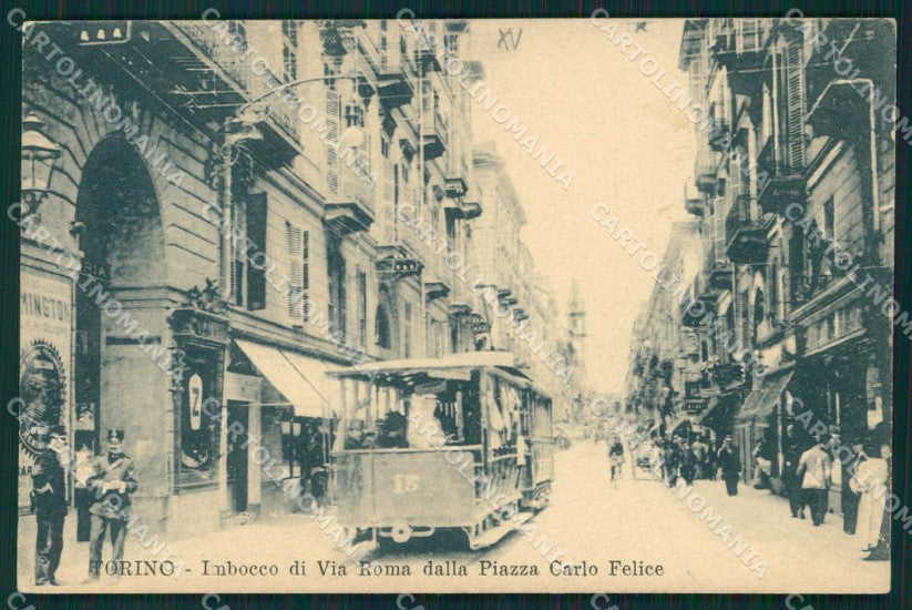 Torino Città Imbocco Via Roma da Piazza Carlo Felice Tramway cartolina MZ7690 – fronte