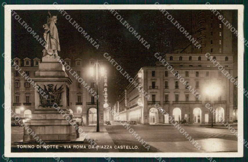 Torino Città Via Roma da Piazza Castello Notturno Foto cartolina MZ7697 – fronte