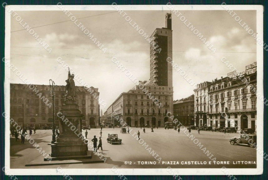 Torino Città Piazza Castello Tram Torre Littoria Foto cartolina MZ7698 – fronte