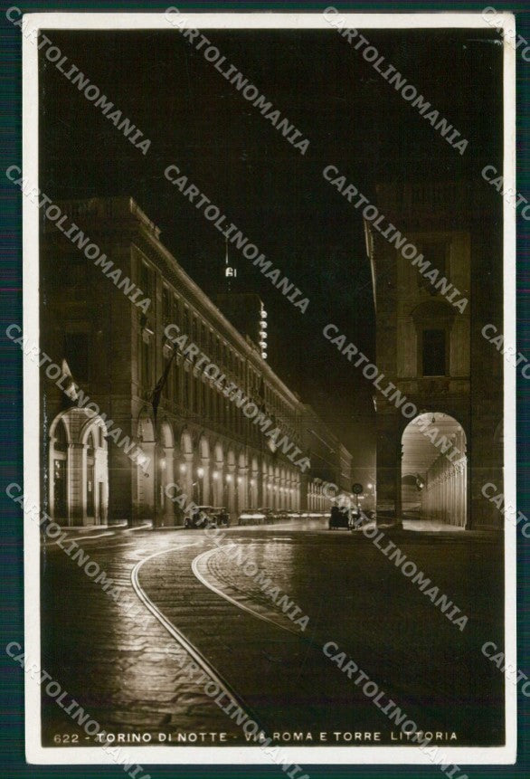 Torino Città Via Roma Torre Littoria Notturno Foto cartolina MZ7704 – fronte