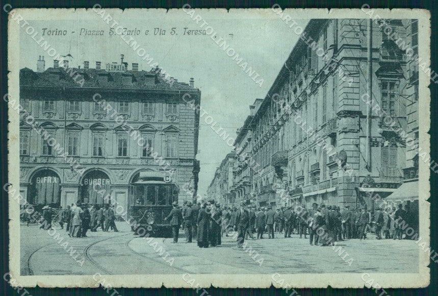 Torino Città Piazza San Carlo Tram Via Santa Teresa cartolina MZ7725 – fronte