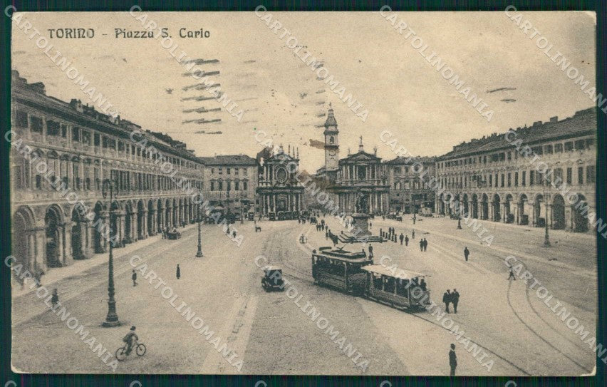 Torino Città Piazza San Carlo Tram cartolina MZ7728 – fronte