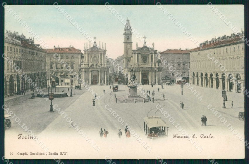 Torino Città Piazza San Carlo Tram cartolina MZ7733 – fronte