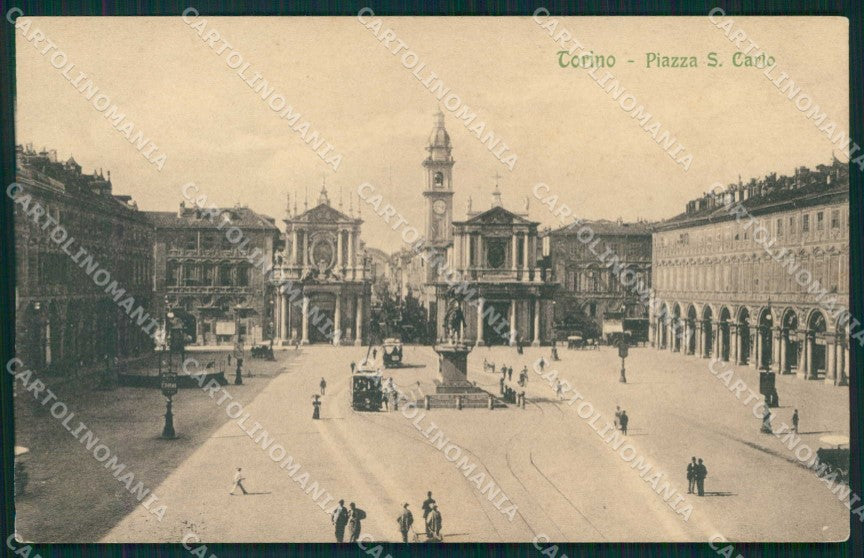 Torino Città Piazza San Carlo Tram Modiano cartolina MZ7736 – fronte