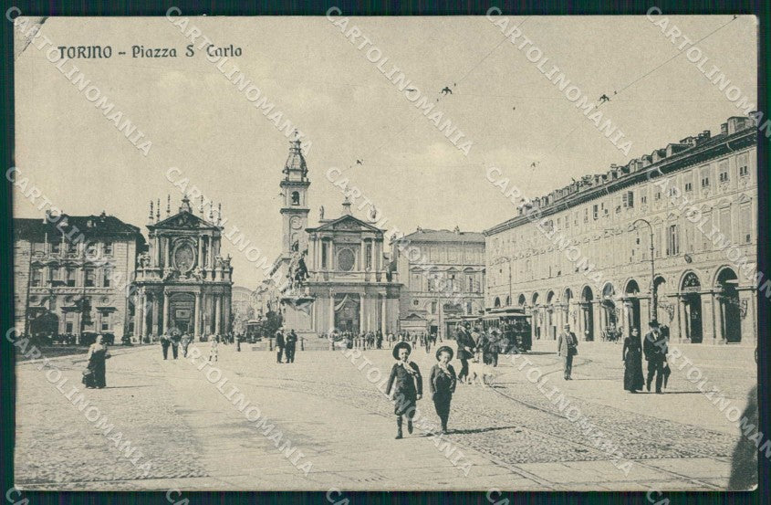 Torino Città Piazza San Carlo Tram cartolina MZ7738 – fronte