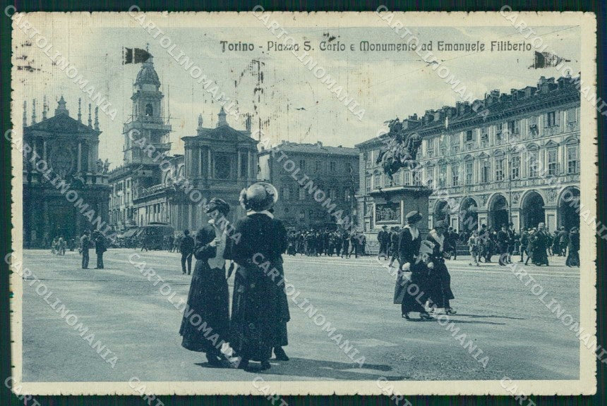 Torino Città Piazza San Carlo Monumento Emanuele Filiberto cartolina MZ7744 – fronte