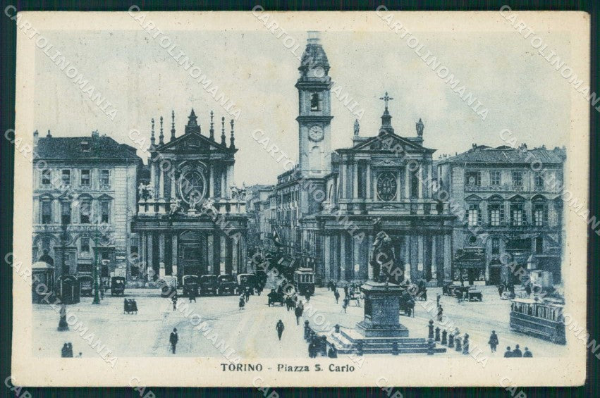 Torino Città Piazza San Carlo Tram cartolina MZ7745 – fronte