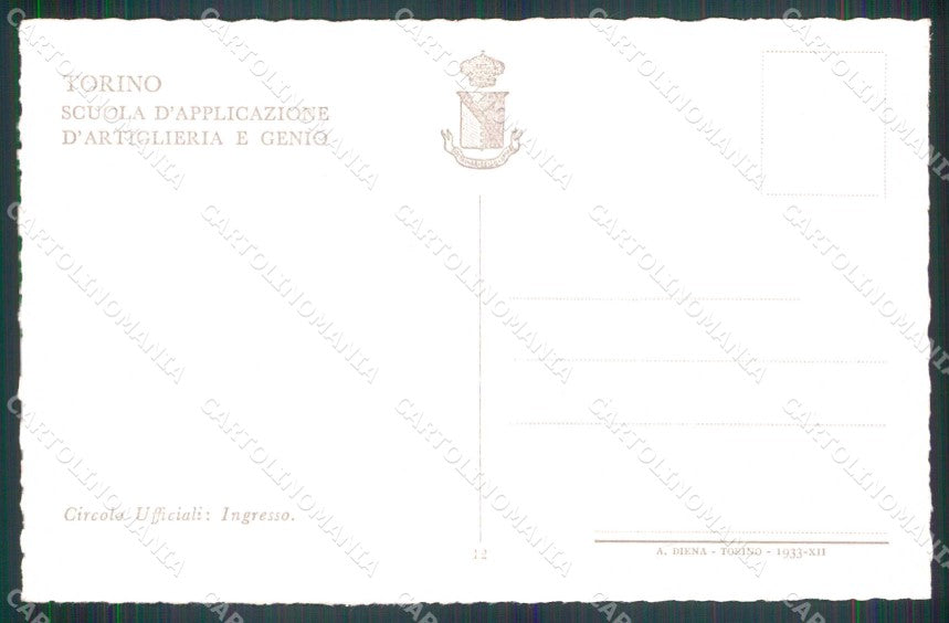 Torino Città Scuola Applicazione Artiglieria Genio cartolina MZ7765 – retro