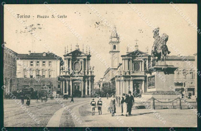 Torino Città Piazza San Carlo PIEGHINA cartolina MZ7775 – fronte