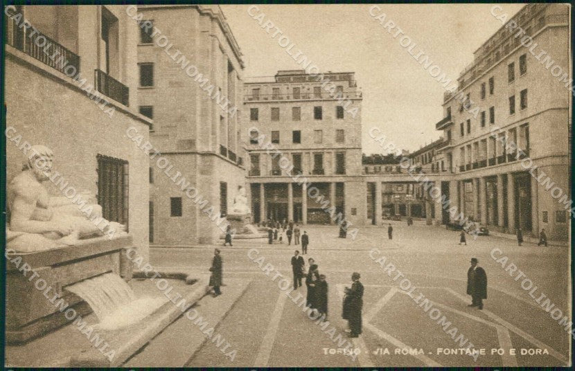 Torino Città Via Roma Fontane Po Dora cartolina MZ7778 – fronte