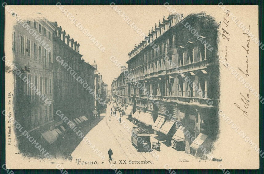 Torino Città Via XX Settembre Tram Kunzli 129 cartolina MZ7790 – fronte